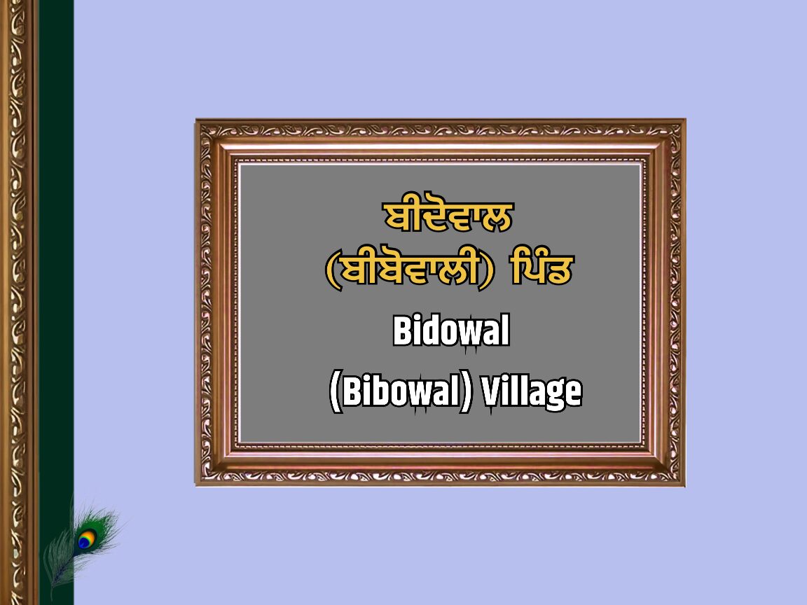ਬੀਦੋਵਾਲ (ਬੀਬੋਵਾਲੀ) ਪਿੰਡ ਦਾ ਇਤਿਹਾਸ | Bidowal Village History